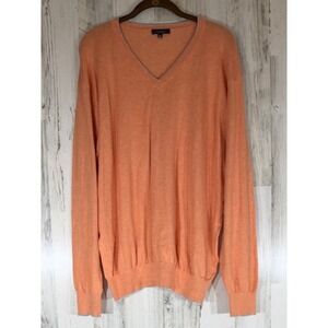 Turtleson Mens V-Neck Sweater Size 2XL Peach Orange 100% Pima Cotton Lightweight